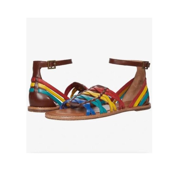 Soludos NIB Leather Rainbow Multi JENNI Woven Huarache Sandals, Size 9M - Picture 1 of 6